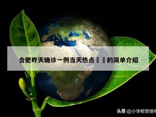 合肥昨天确诊一例当天热点㊙️的简单介绍